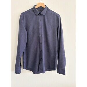 Vince Camuto Button Front Shirt Blue Mens Medium Long Sleeve Collared Shirt